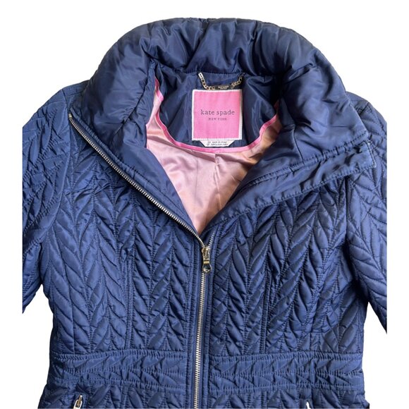 Kate Spade Quilted Navy Puffer Jacket XS - Picture 4 of 11